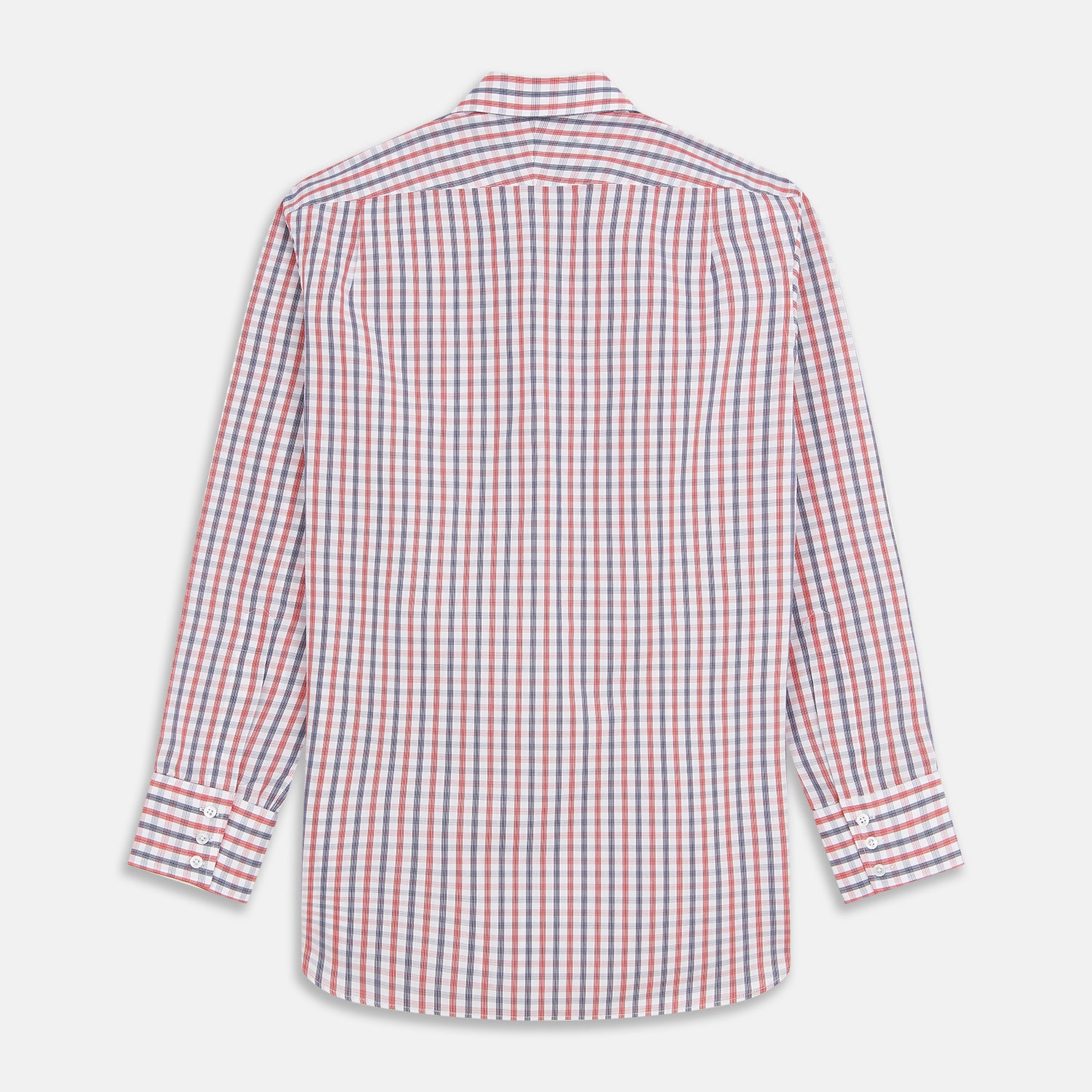 View 4 of product Navy and Red Check Cotton Regular Fit Mayfair Shirt