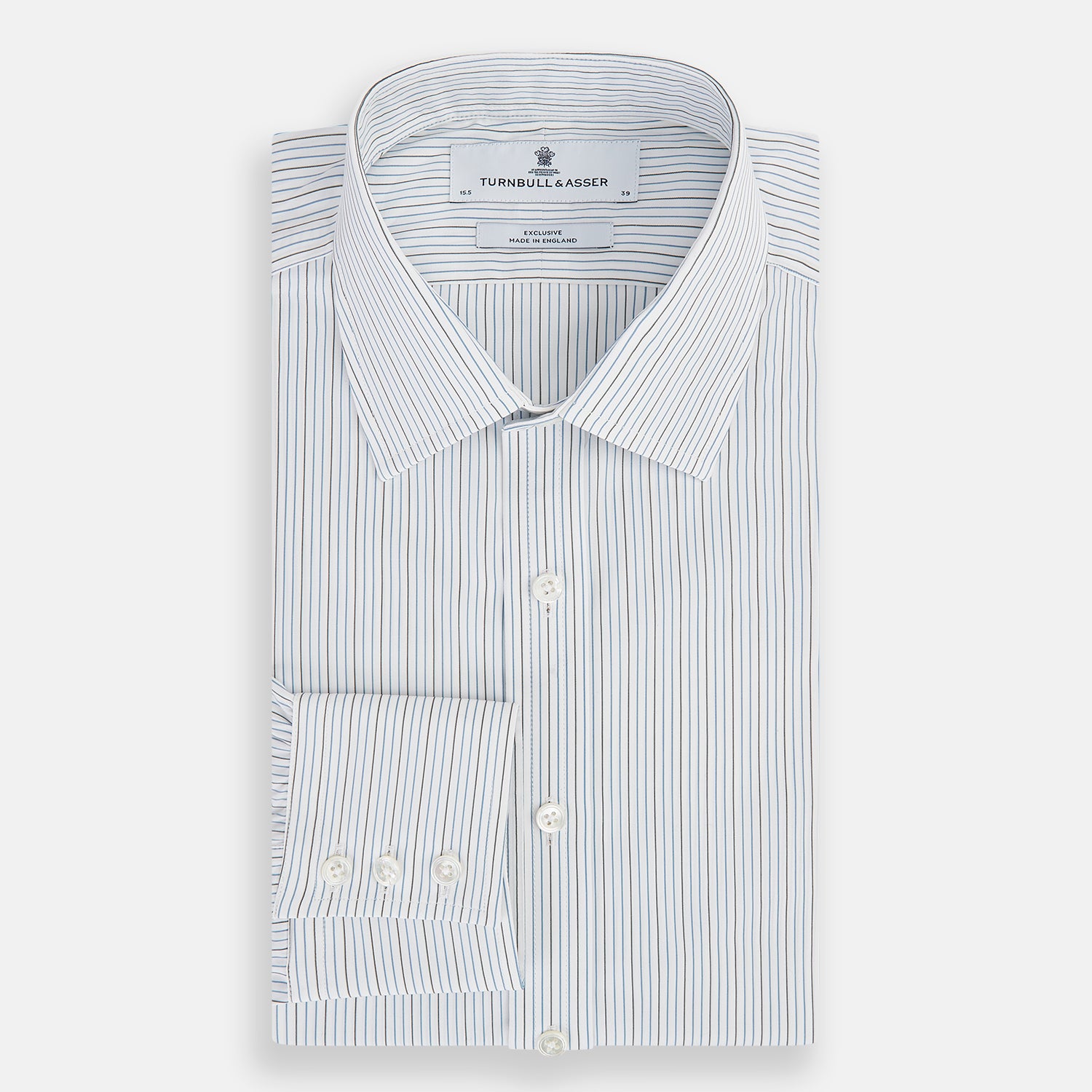 View 5 of product Navy and Brown Pinstripe Mayfair Shirt