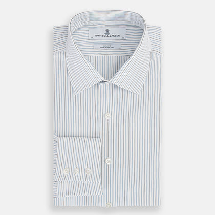 Navy and Brown Pinstripe Mayfair Shirt Image 4