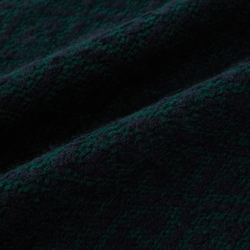 Navy Blue and Forest Green Diamond-Patterned Cashmere Knitted Scarf