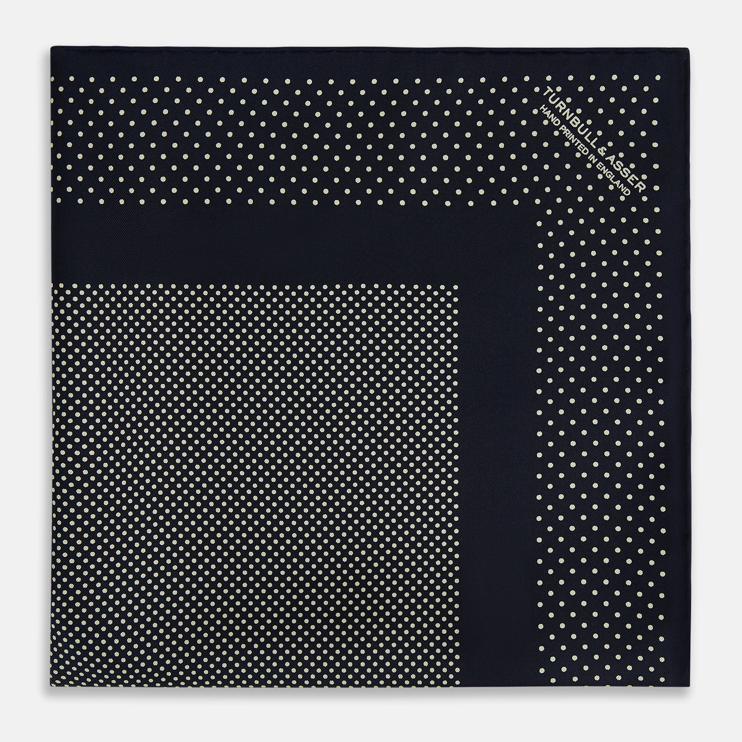 Navy and Cream Dot Silk Pocket Square