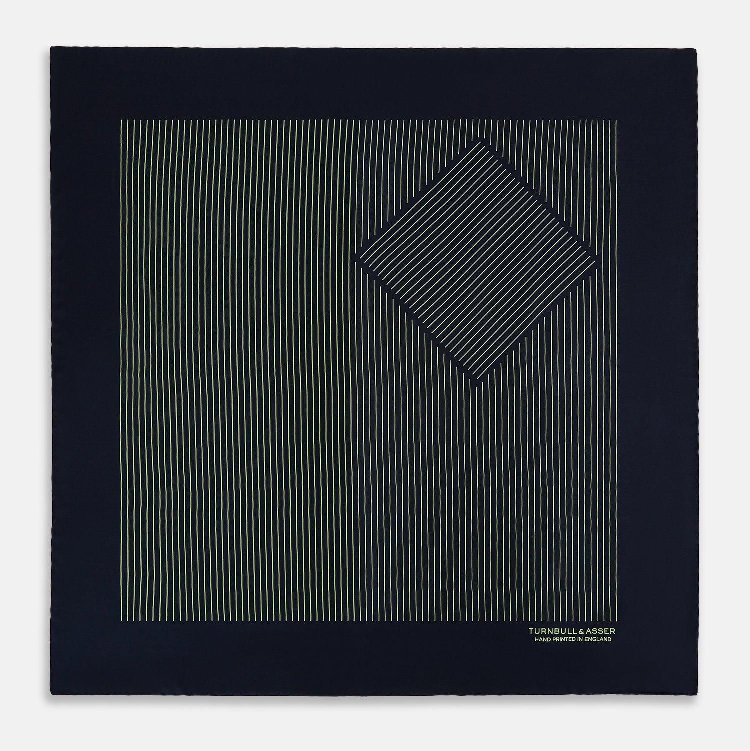 Navy and Melon Green Stripe Silk Pocket Square