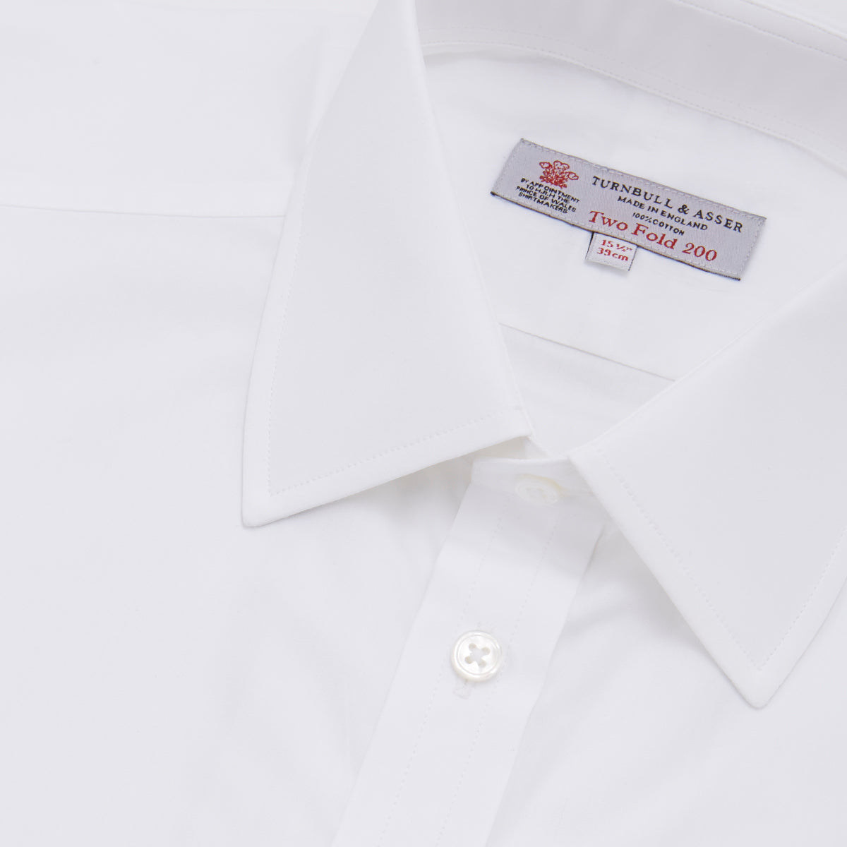 Two-Fold 200 White Cotton Shirt with T&A Collar and Double Cuffs