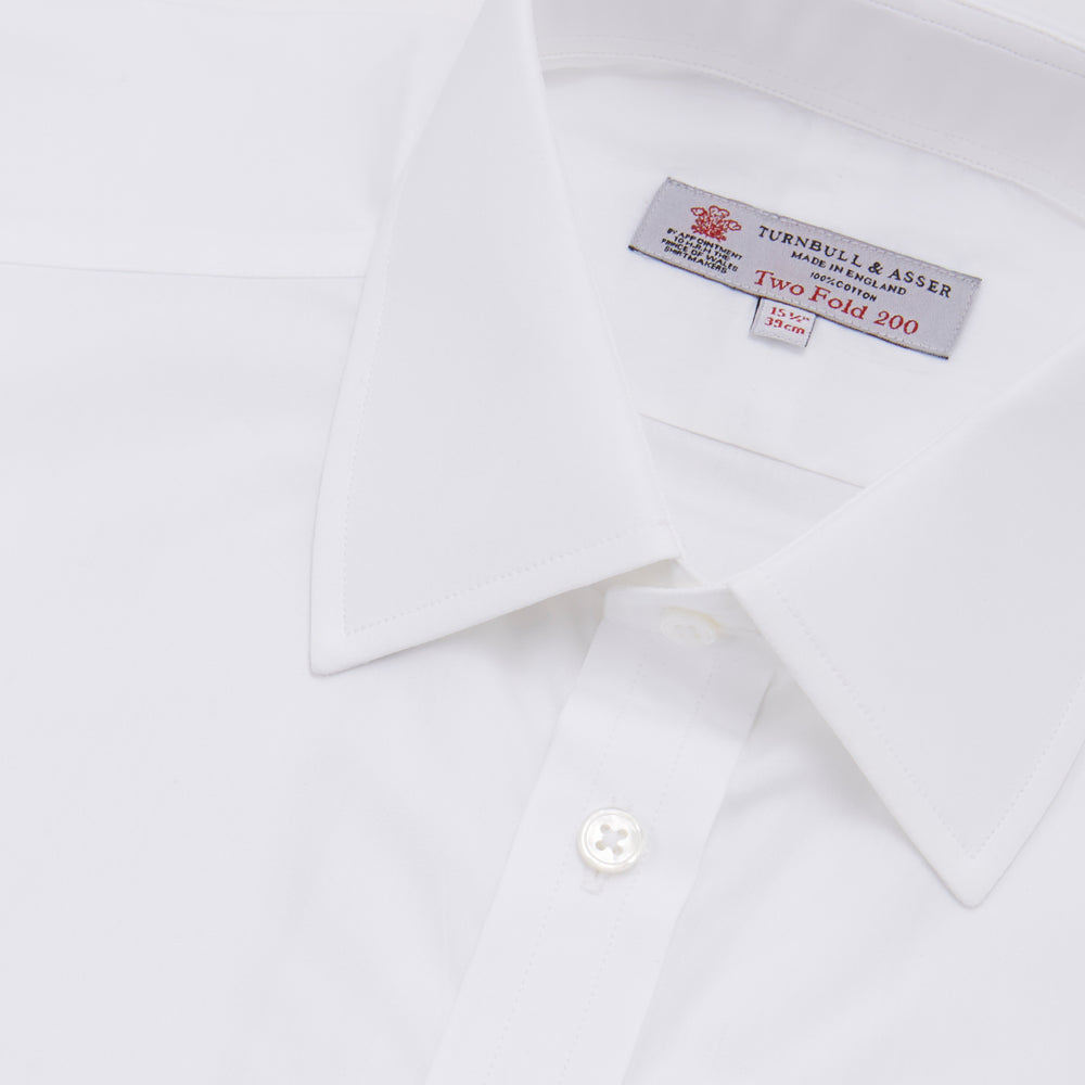 Two-Fold 200 White Cotton Shirt with T&A Collar and Double Cuffs