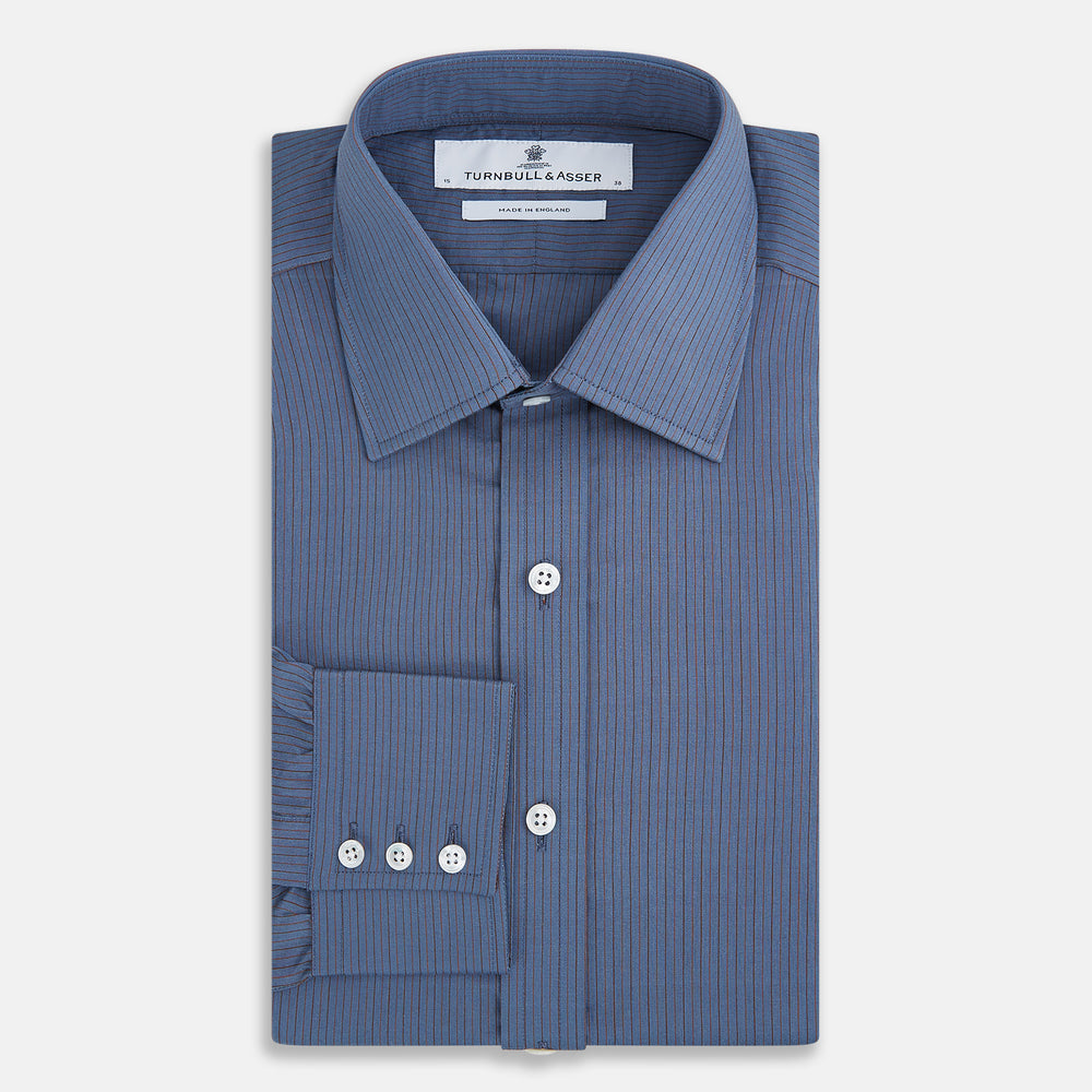 Mid Blue Red Stripe Regular Fit Mayfair Shirt