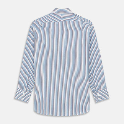 Blue and White Stripe Cotton Regular Fit Mayfair Shirt Image 2