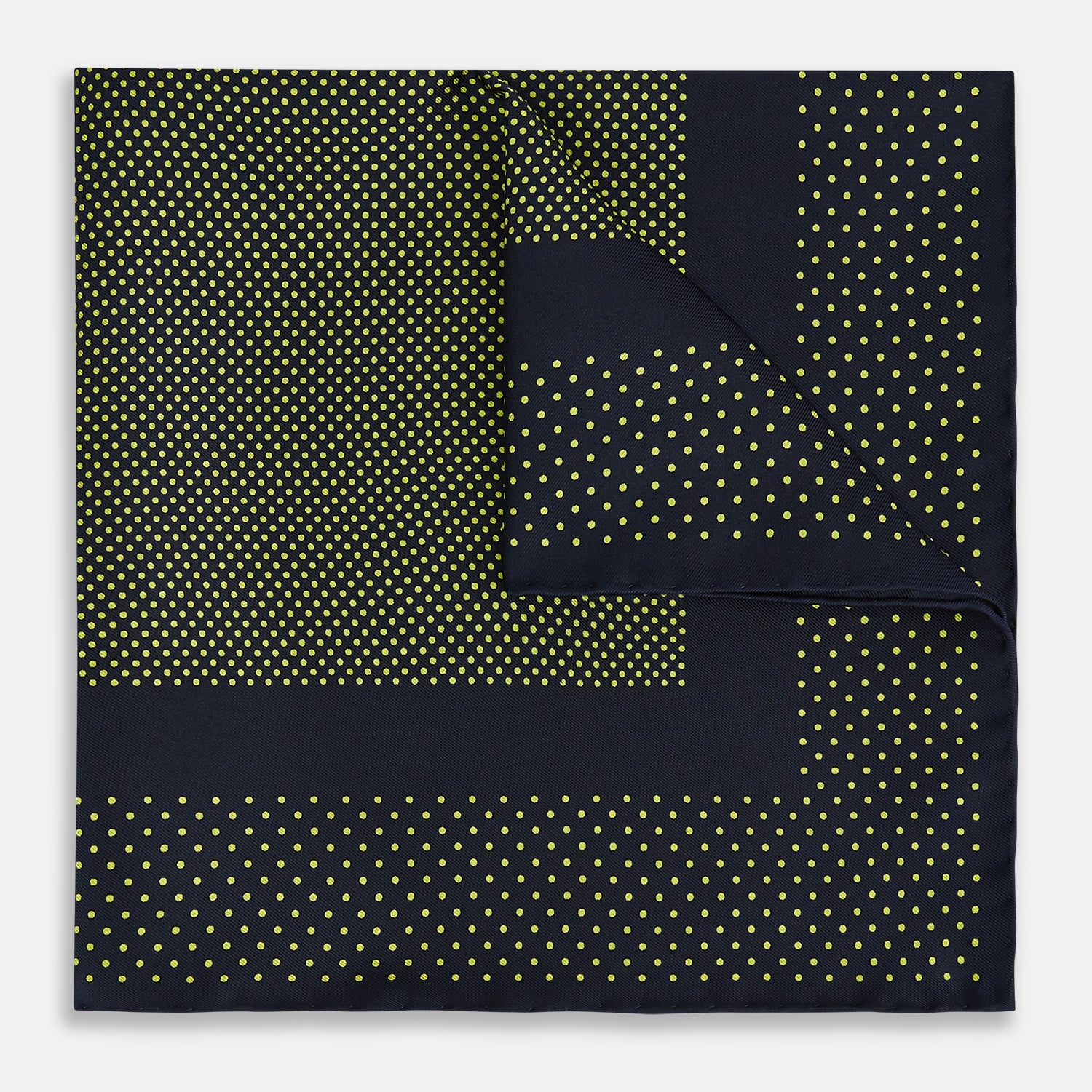 View 1 of product Navy and Yellow Dot Silk Pocket Square