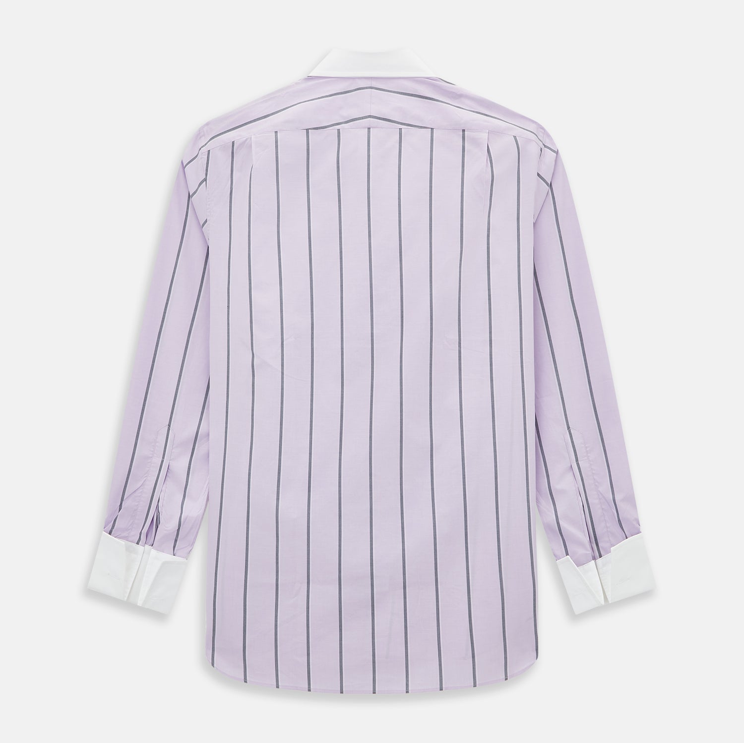 View 3 of product Lilac Track Stripe Shirt with Contrast T&A Collar and Cuffs