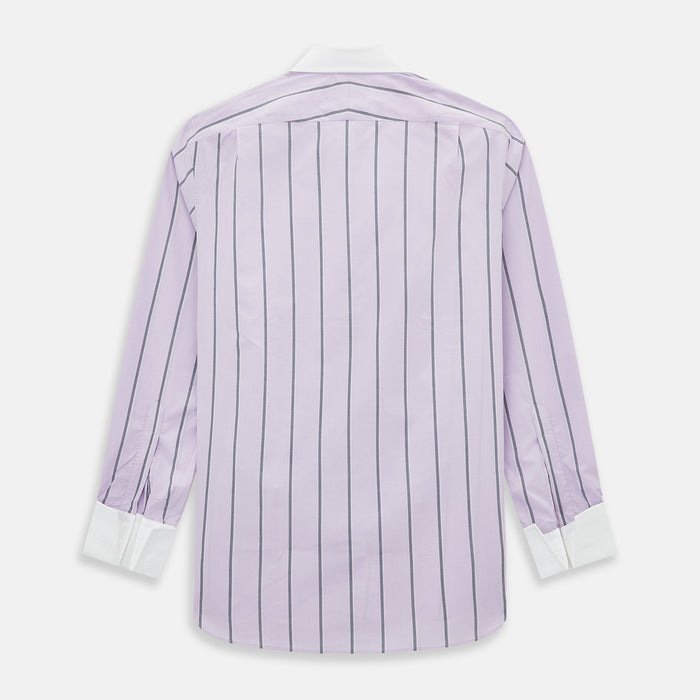 Lilac Track Stripe Shirt with Contrast T&A Collar and Cuffs Image 2