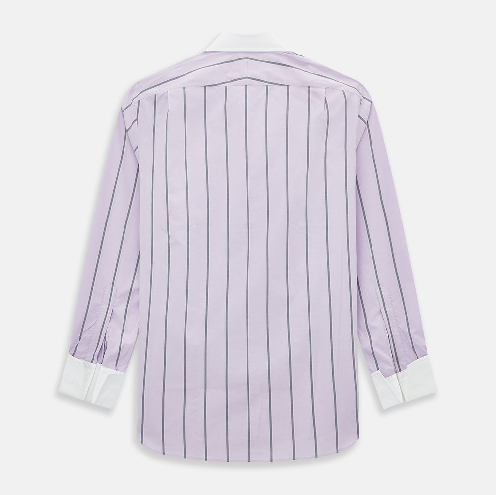 Lilac Track Stripe Shirt with Contrast T&A Collar and Cuffs