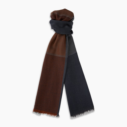 Brown and Navy Cashmere Scarf Image 3