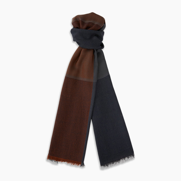 Brown and Navy Cashmere Scarf Image 3