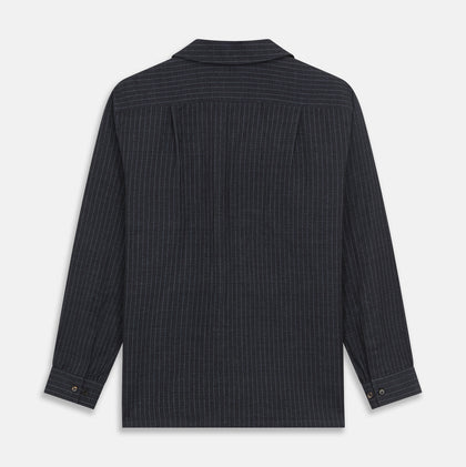 Navy Tailored Pinstriped Shirt Jacket Image 8