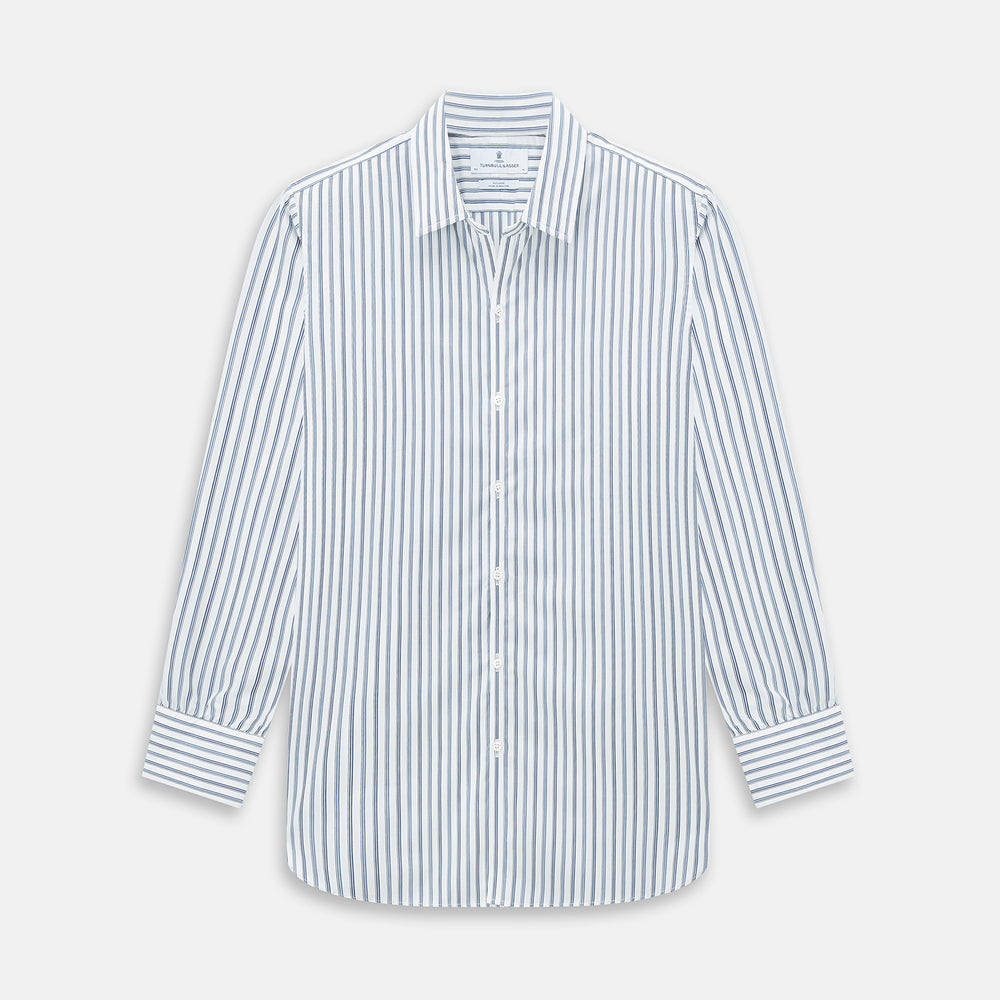 SAPPHIRE BLUE MULTI TRACK STRIPE WINDSOR SHIRT