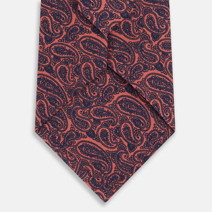 Orange Paisley Silk Tie Image 2