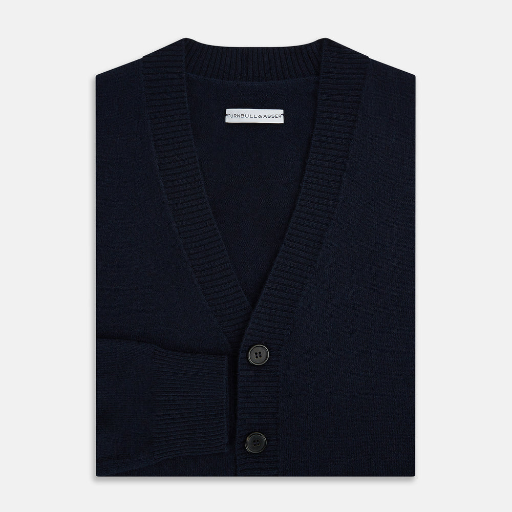 Navy V-Neck Cashmere Cardigan