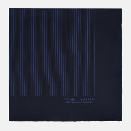 Navy Stripe Silk Pocket Square Image 3