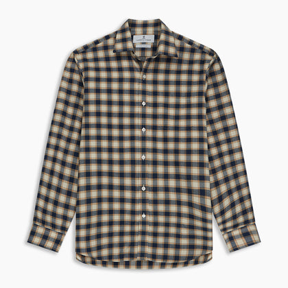 Blue Multi Check Weekend Fit Shirt with Derby Collar and 1-Button Cuffs Image 6