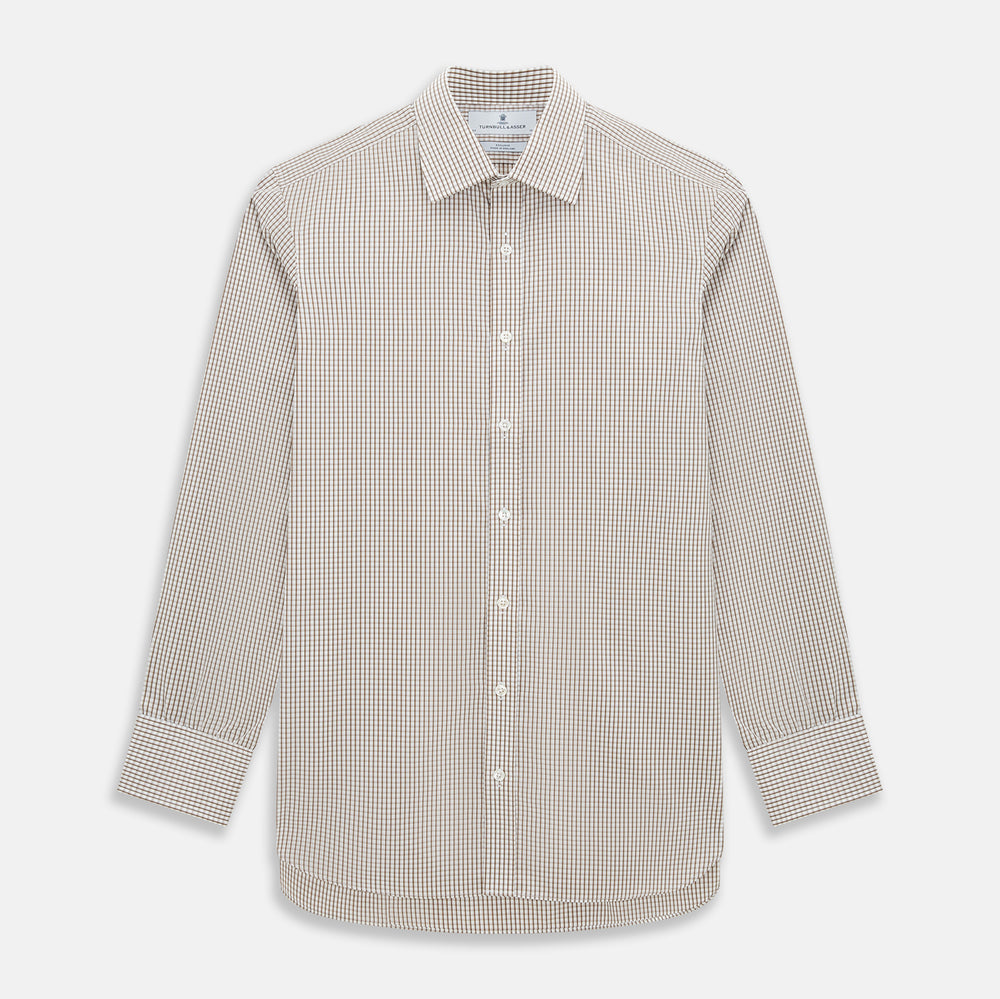 Coffee Micro Shadow Check Mayfair Shirt
