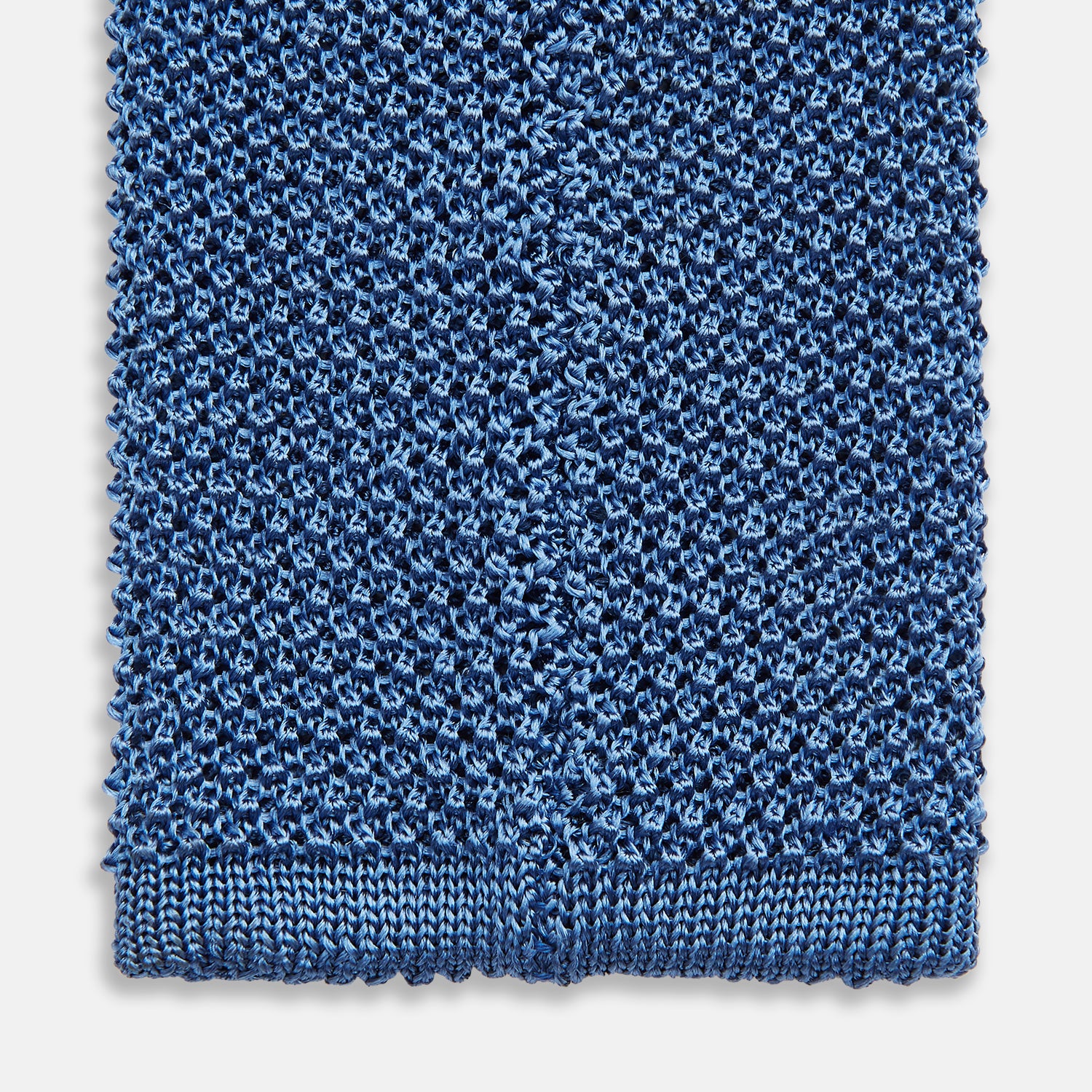 View 4 of product KNITTED MID BLUE SILK PLAIN TIE
