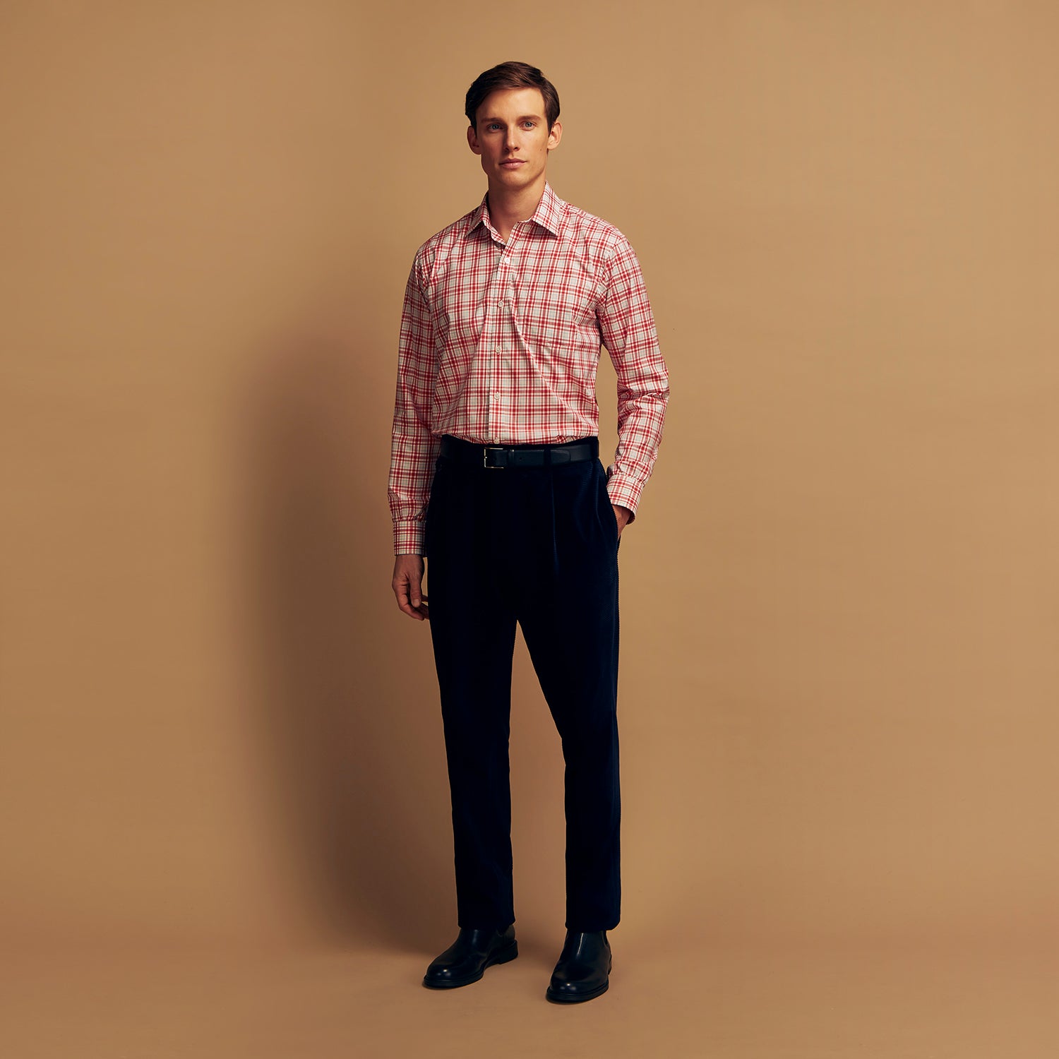 View 2 of product Red Check Cotton Weekend Fit Finch Shirt