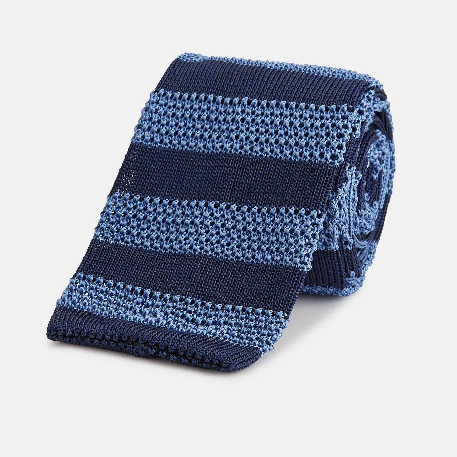 View 1 of product Navy and Blue Square tipped knitted tie
