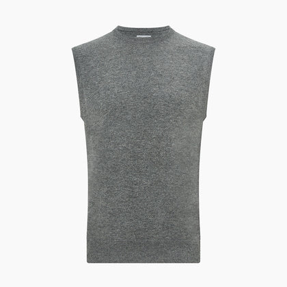 Ash Grey  Cashmere Round Neck Vest Image 3