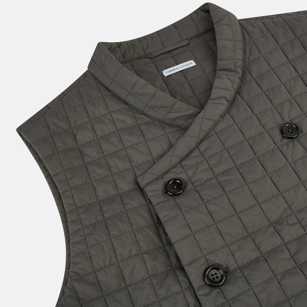 Shadow Grey Double-Breasted Quilted Gilet