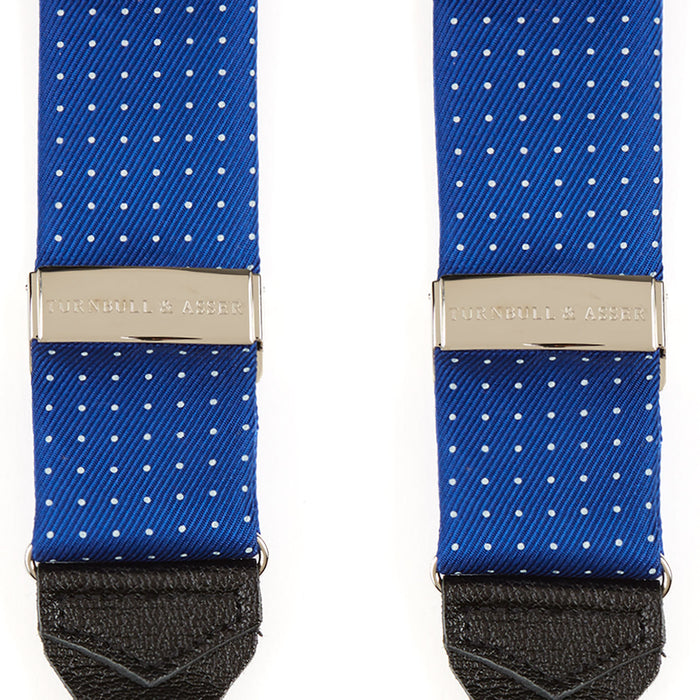 Royal Blue Small Spot Adjustable Silk Braces Image 4