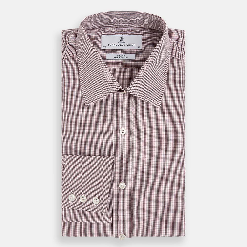 Burgundy Micro Shadow Check Mayfair Shirt