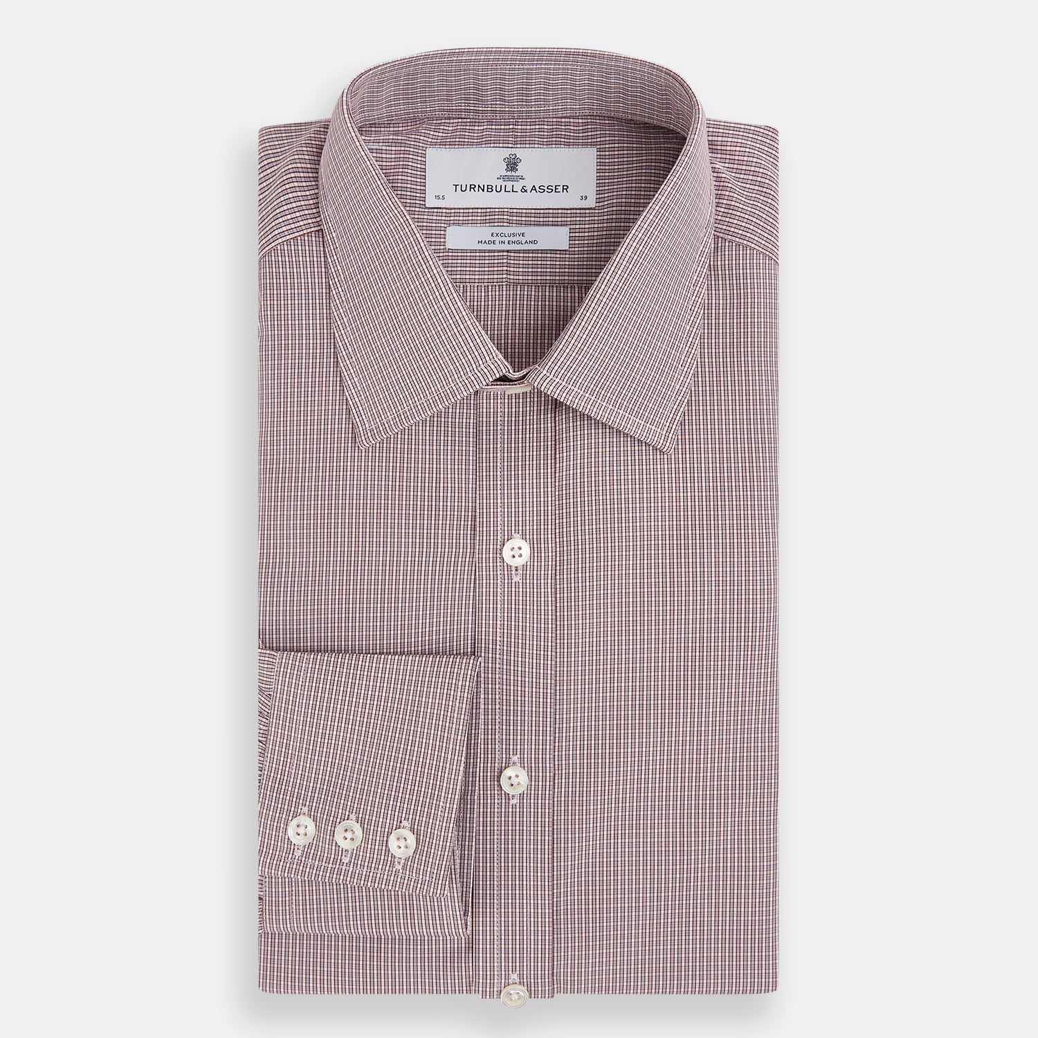 View 5 of product Burgundy Micro Shadow Check Mayfair Shirt