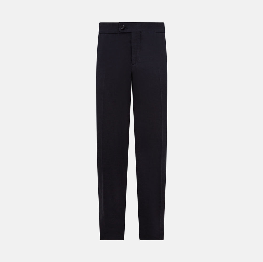 Navy Linen Blend Henry Trousers
