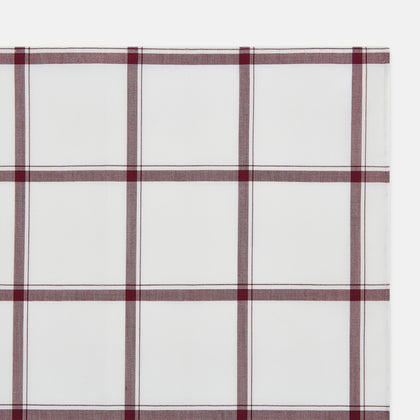 Burgundy Grid Check Hand-Rolled Handkerchief