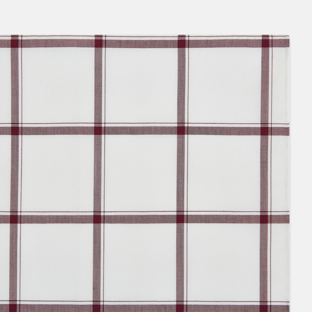 Burgundy Grid Check Hand-Rolled Handkerchief