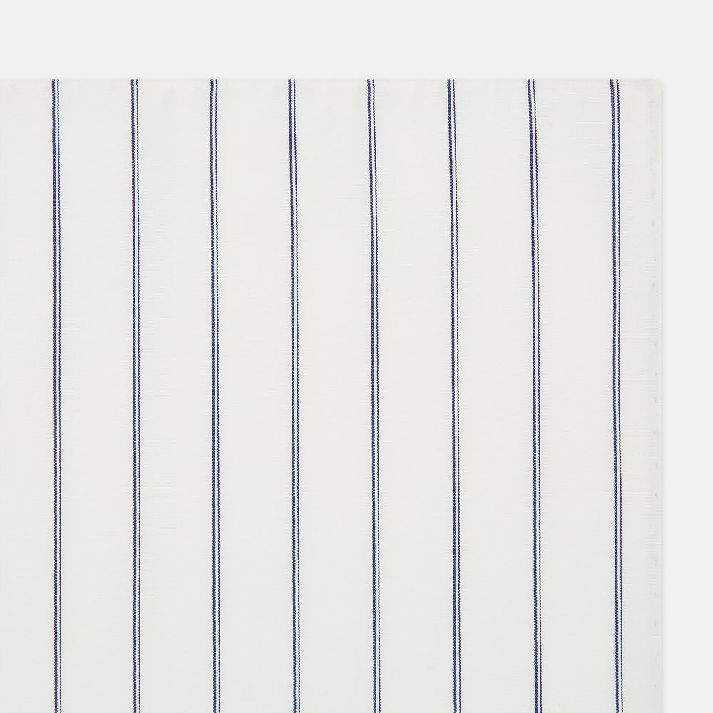 Dark Navy Double-Pinstripe Hand-Rolled Handkerchief