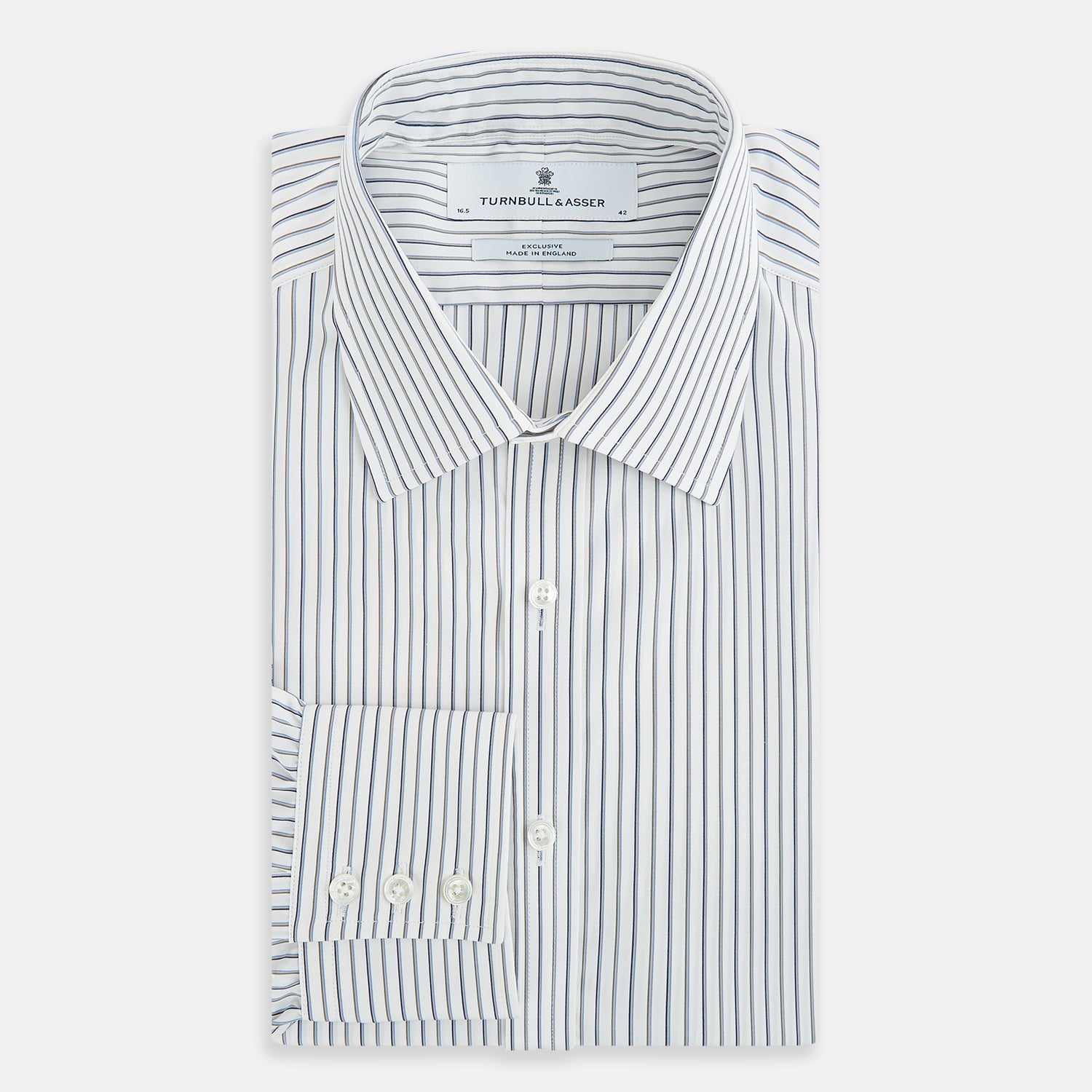 View 5 of product Brown and Blue Shadow Stripe Mayfair Shirt