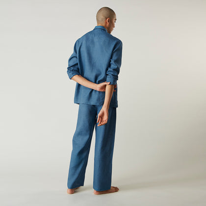 Teal Linen Modern Pyjama Set Image 3