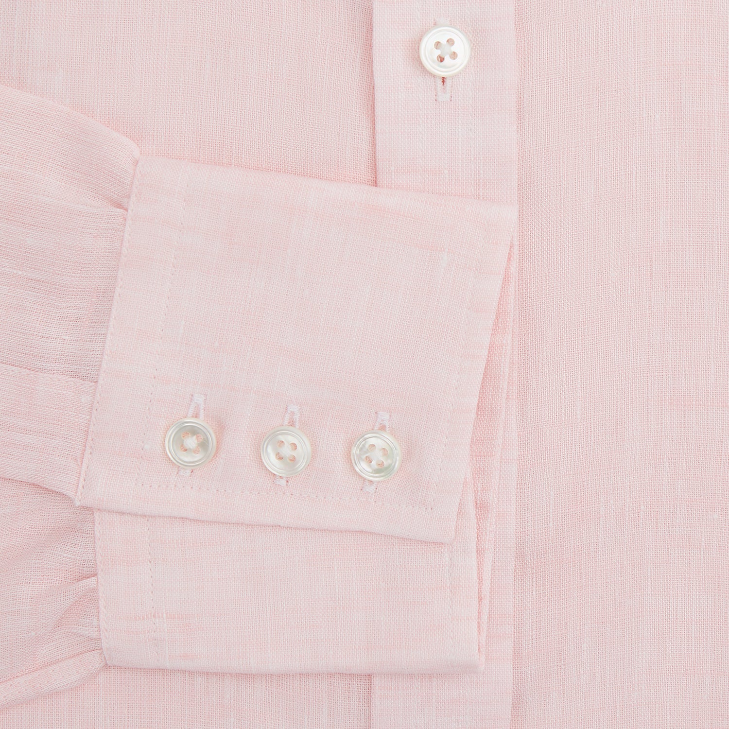 View 4 of product Pink Linen Shirt with T&A Collar and 3-Button Cuffs