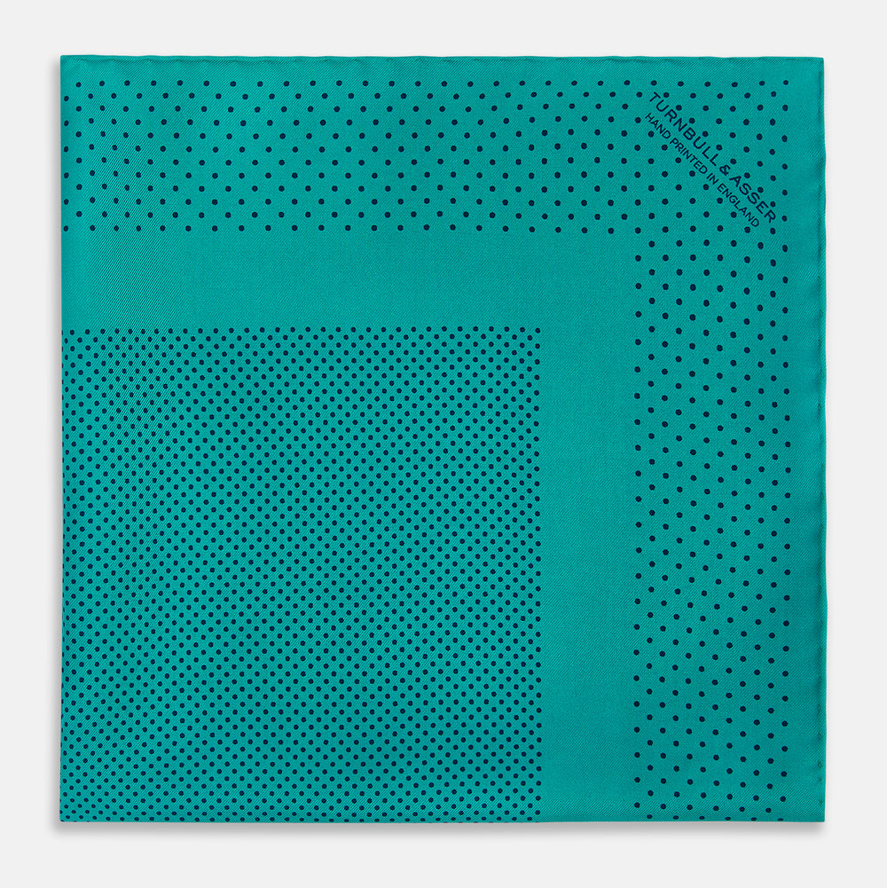 Petrol Green Dot Silk Pocket Square