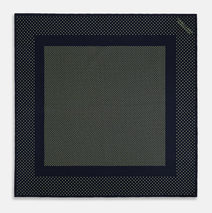 Navy and Melon Green Dot Silk Pocket Square Image 3