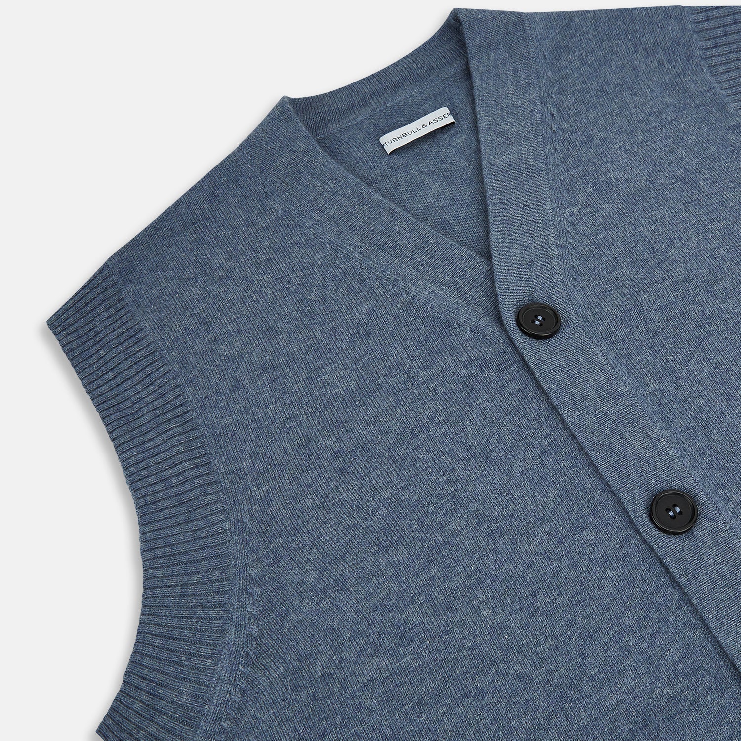 View 2 of product Blue Melange Cashmere Sleeveless Cardigan