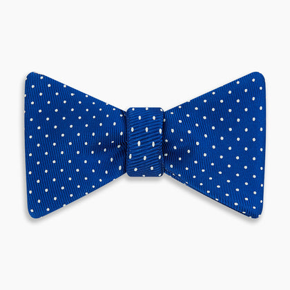 Electric blue and White Spot Silk Bow Tie Image 3