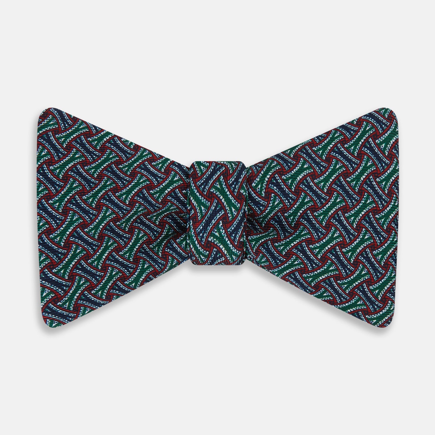 View 1 of product Forest Green and Red Weave Patterned Silk Bow Tie