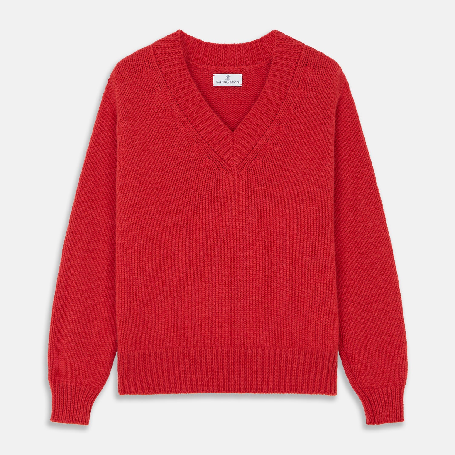 View 1 of product Raspberry Red Cashmere Edwards V-Neck Sweater