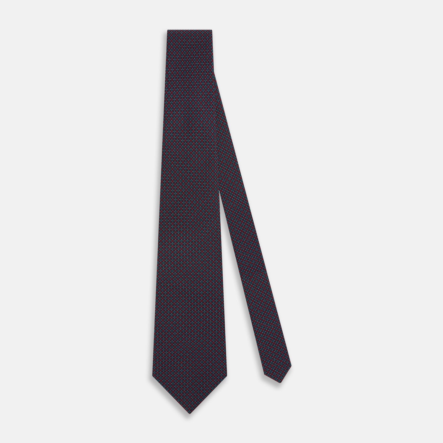 View 2 of product Magenta and Navy Square-Patterned Silk Tie