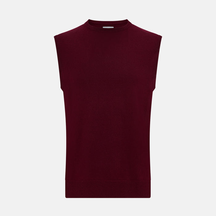 Burgundy Cashmere Round Neck Vest