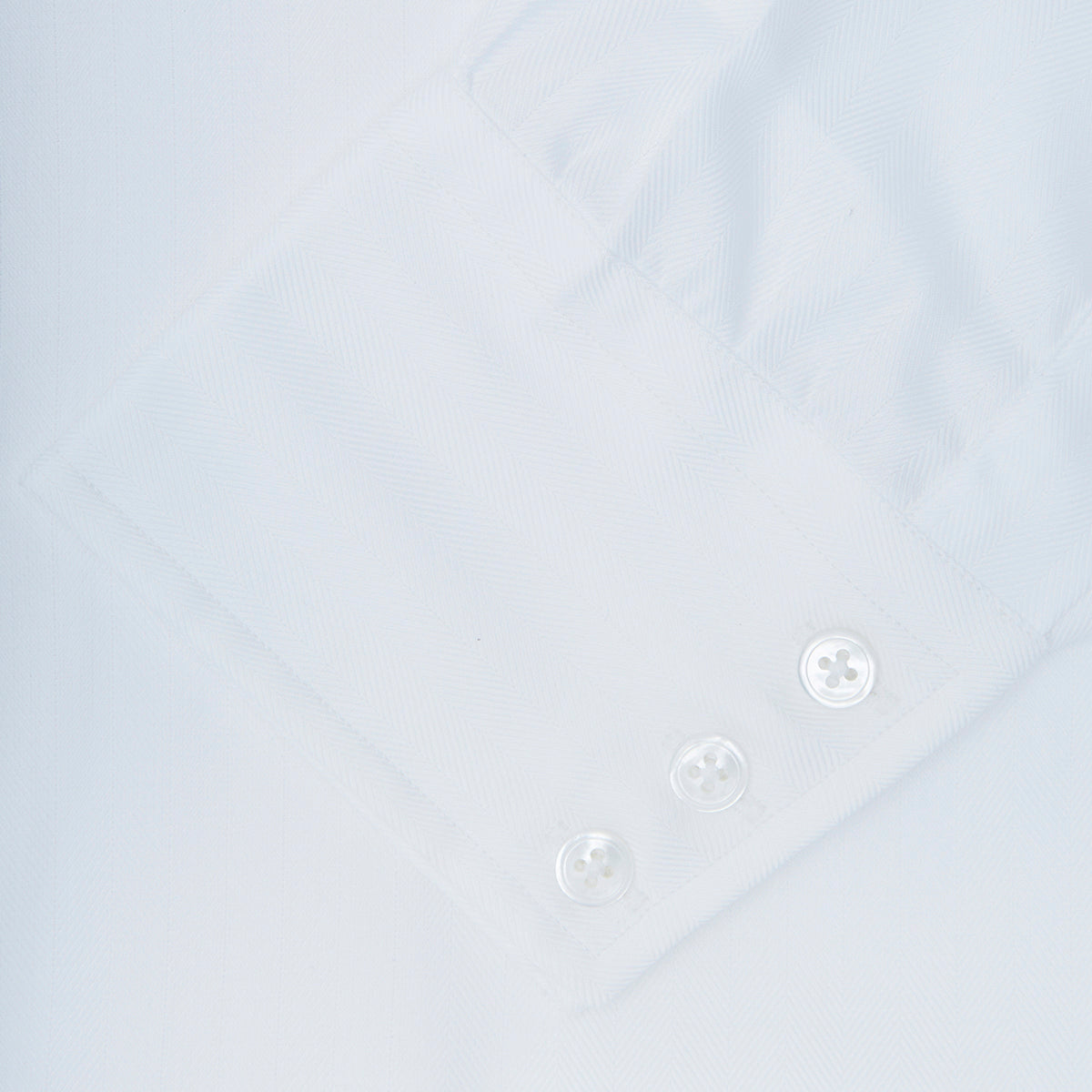 View 3 of product White Herringbone Superfine Cotton Shirt with T&A Collar and 3-Button Cuffs