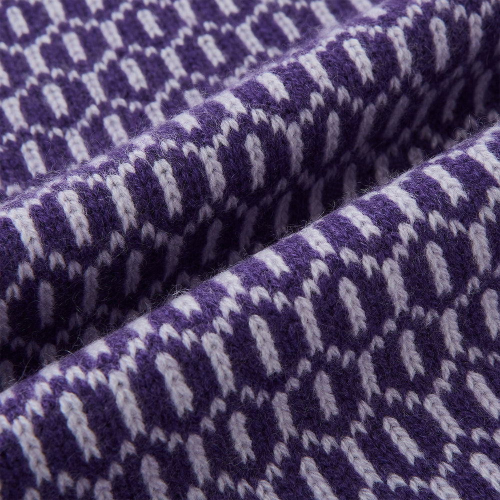 Purple and Lilac Hexagon Cashmere Knitted Scarf