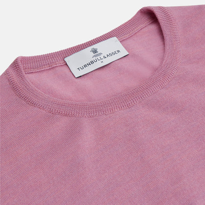 Pink Merino Kingston Crew Neck Jumper Image 2