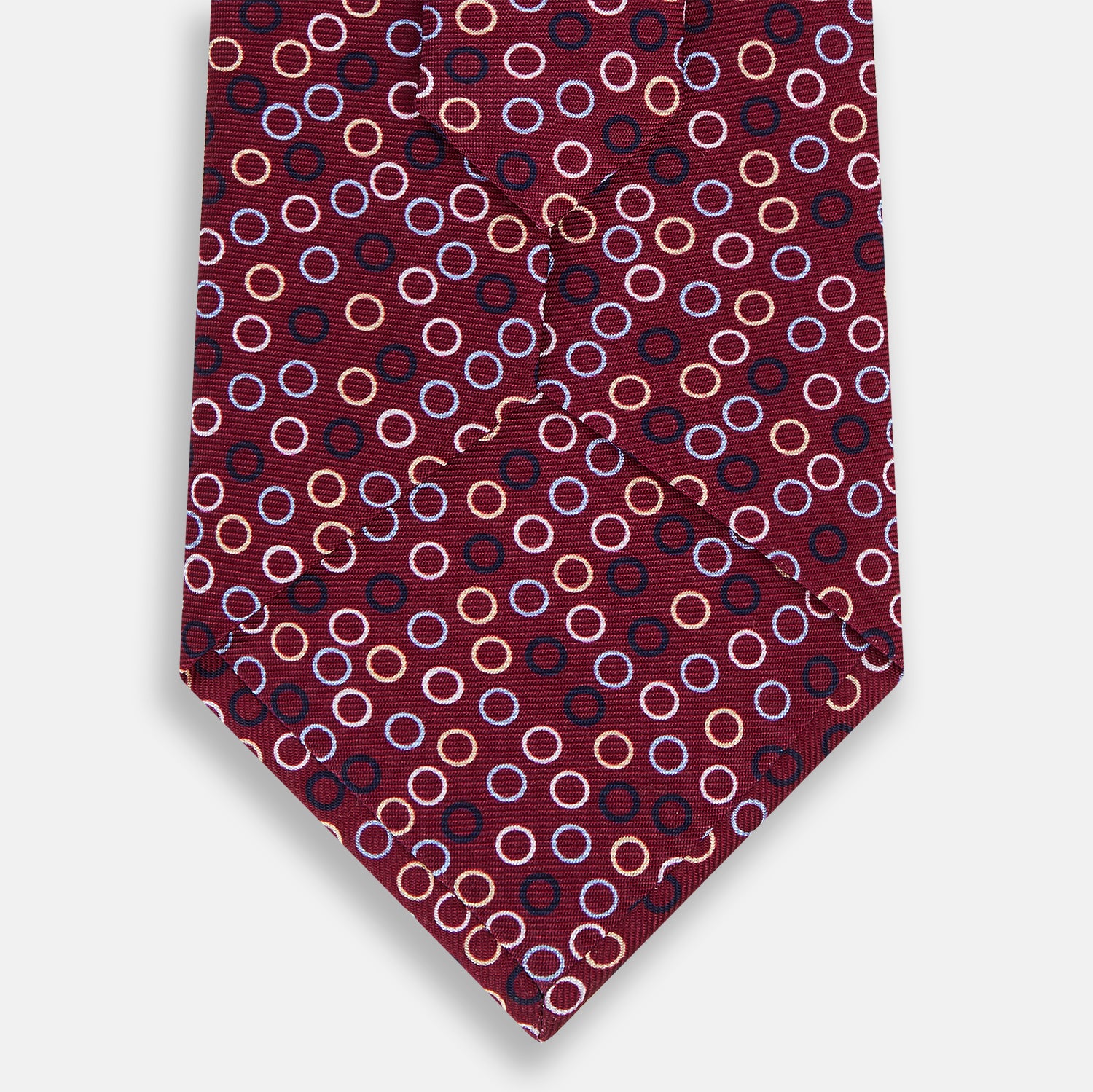 View 3 of product Pink and Navy Circle Burgundy Printed Silk Tie